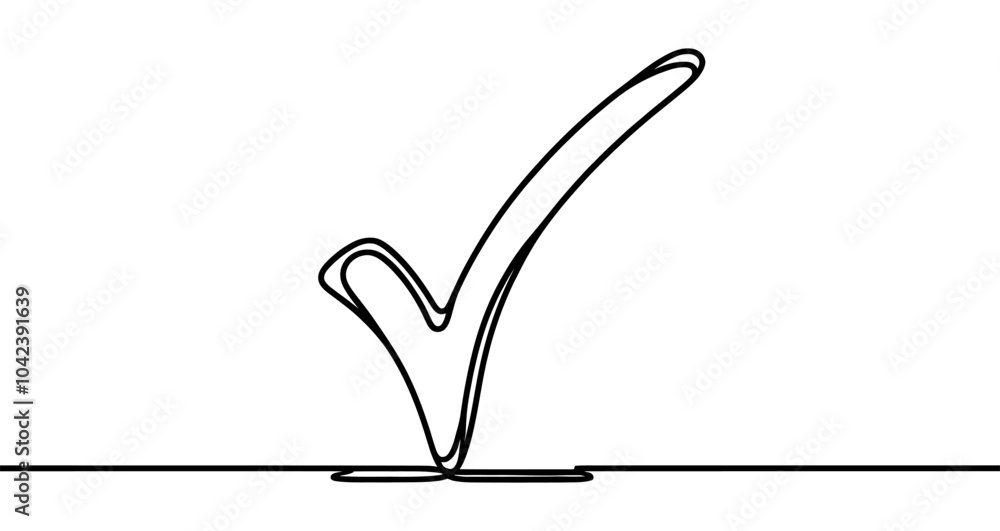 Poster continuous line is creating the shape of a check mark