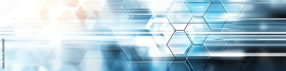 Poster abstract digital network background with hexagonal shapes and dynamic blue lines. perfect for techno