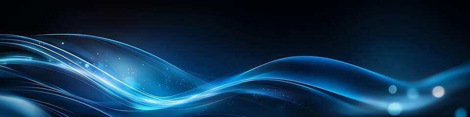 Abstract blue waves on a dark background creating a smooth and dynamic digital flow, perfect for modern design concepts.