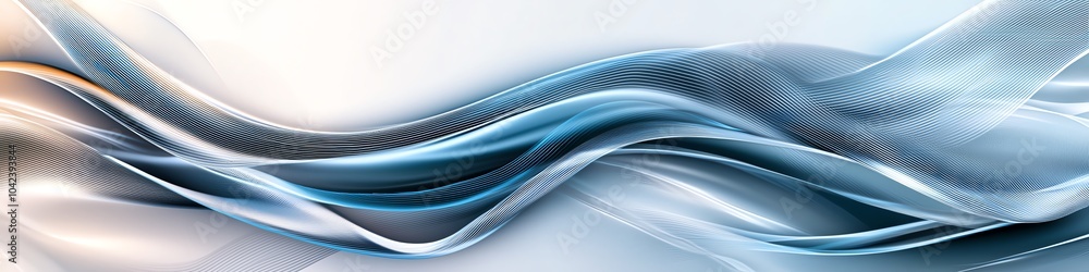 Poster elegant abstract wave pattern with soft blue and white gradients, creating a sense of flow and harmo
