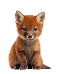 Obraz premium Mystic portrait of baby Dhole , copy space on right side, Headshot, Close-up View, isolated on white background