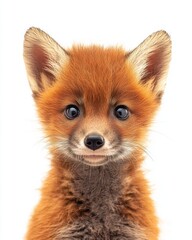 Mystic portrait of baby Dhole , copy space on right side, Headshot, Close-up View, isolated on white background