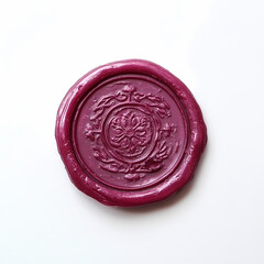 Purple Wax Seal Stamp with Decorative Floral Pattern on White Background