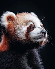 Obraz premium Mystic portrait of baby Giant Panda, copy space on right side, Headshot, Close-up View, isolated on white background