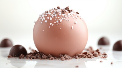 Gourmet Chocolate Sphere with Chocolate Shavings and Delicate Sugar Crystals