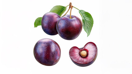 plums isolated on white background