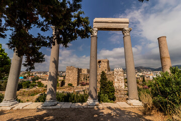 Colonnade in Byblos archaeological site, Lebanon