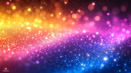 Obraz premium Colorful and vibrant abstract background with a gradient of warm to cool hues and bokeh lights