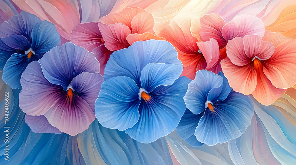 Canvas Prints Vibrant floral design featuring colorful pansy flowers.