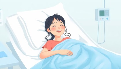 Happy Patient Recovering in Hospital