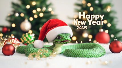 Christmas tree and decorations, Happy new year 2025