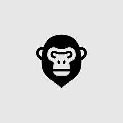 Minimalist and Modern Monkey Logo Design, Simple Chimpanzee, Elegant Orangutan Head Illustration
