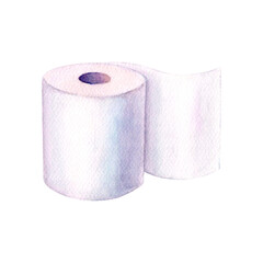 Watercolor toilet paper roll isolated on white background