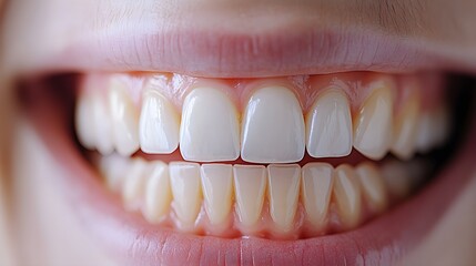 Fototapeta premium Before-and-after teeth whitening time-lapse video, showing a gradual shift from discolored teeth to a perfectly white smile, with noticeable improvement after each stage