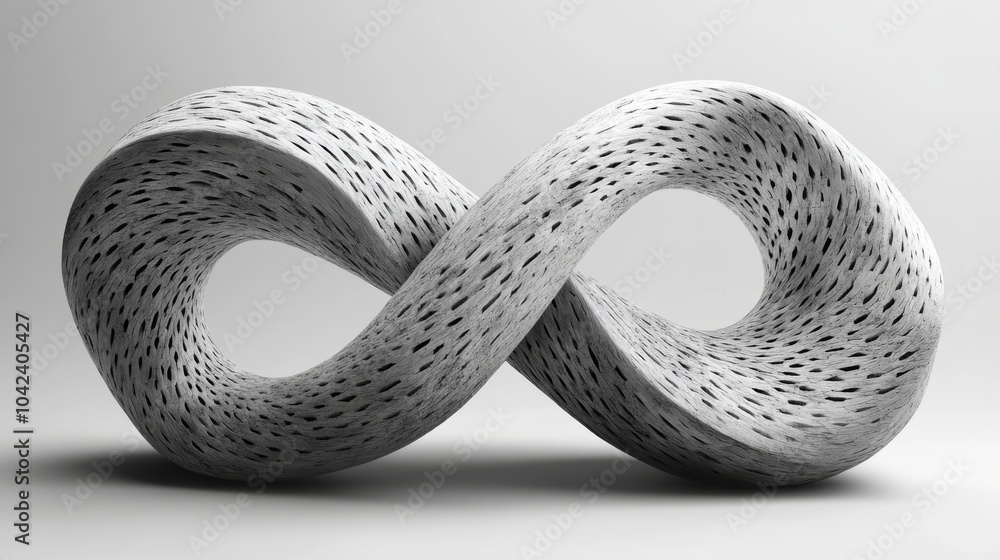 Leinwandbilder This artwork features a large infinity symbol designed with a textured surface that creates a striking visual effect. The monochrome color palette enhances its modern appeal.