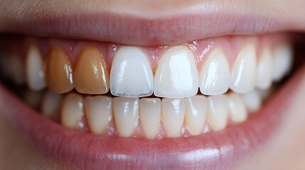 Blog post about teeth whitening treatments, showcasing before-and-after images of stained teeth becoming sparkling white, emphasizing the noticeable results