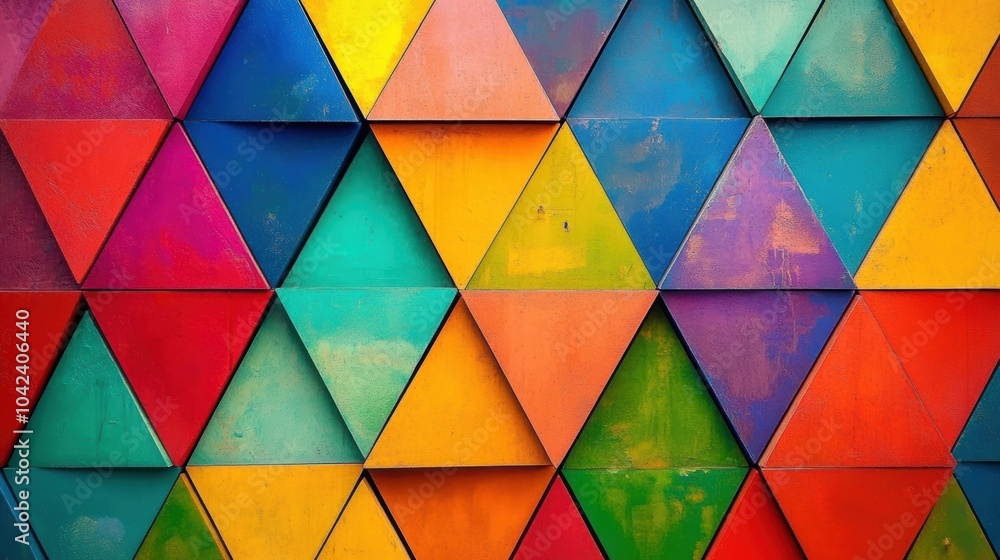 Aufkleber brightly colored triangles form a captivating geometric pattern, highlighting a mix of vibrant shade