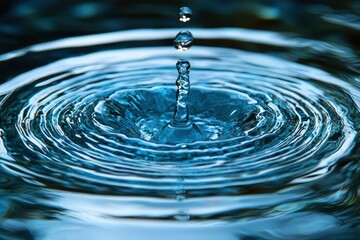 Water Droplet Splashing into Still Water Creating Ripples