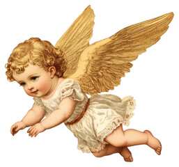 Fototapeta premium PNG Christmas baby angel illustration vintage vintage illustration.