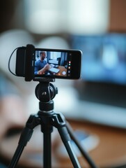 Vlogger Creating Video Content with Camera in Creative Space