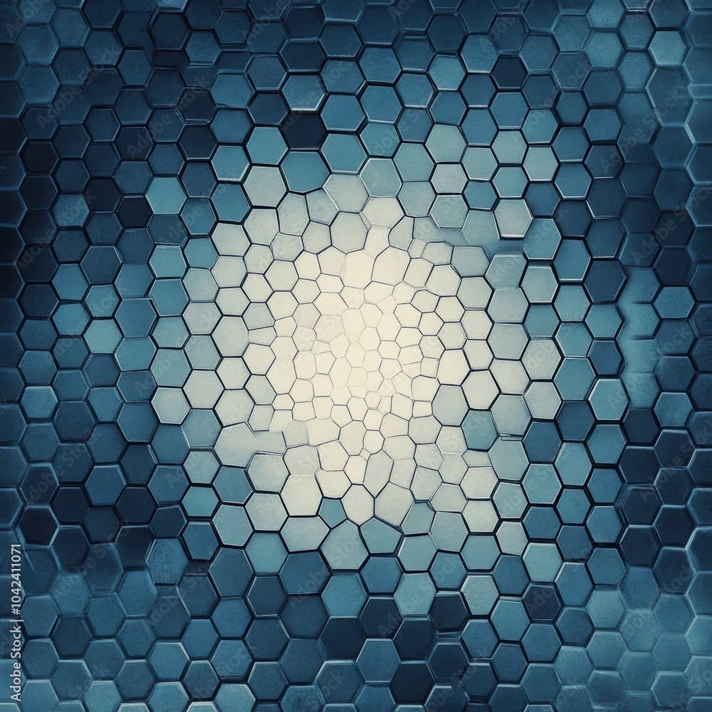 Aufkleber layered hexagons form a captivating geometric abstraction, gradually fading to a lighter center that