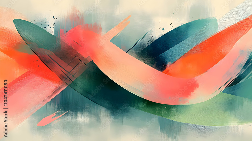 Poster abstract colorful brush strokes creating a vibrant, dynamic composition.
