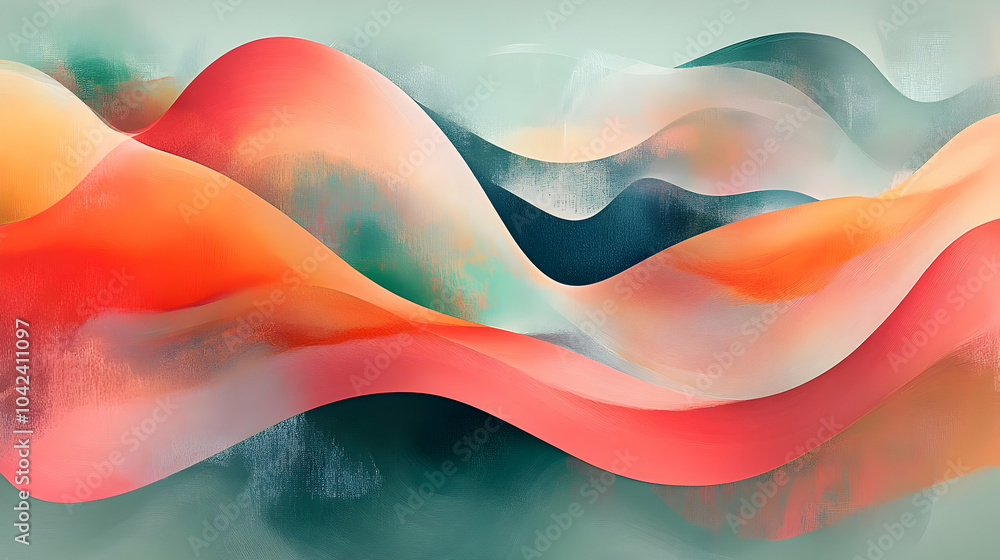 Poster abstract waves in soft colors create a soothing visual experience.