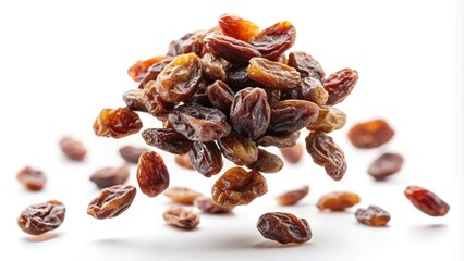 Obraz premium Delicious raisin floating in the air with white background