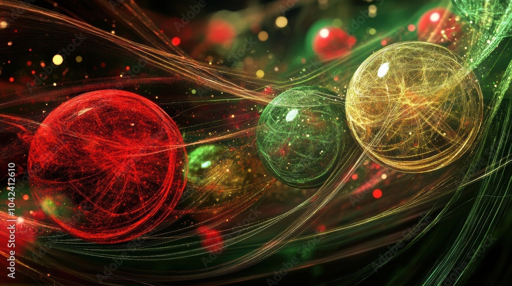 Aufkleber colorful abstract design features christmas ornaments and lights, creating a vibrant atmosphere fill