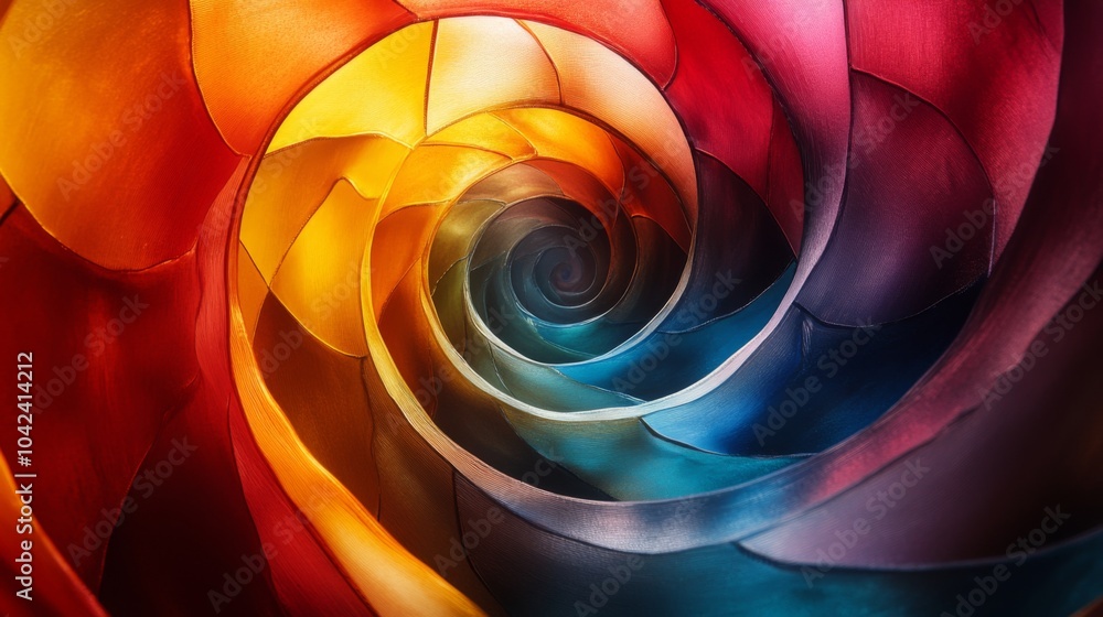 Aufkleber The artwork features a captivating swirl of rainbow colors, blending seamlessly into one another, creating an illusion of depth and movement that fascinates the viewer.