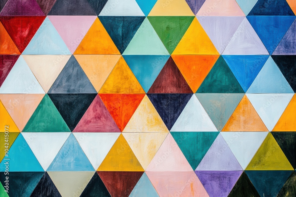 Poster this vibrant artwork showcases an array of colorful triangular patterns, blending various hues for v