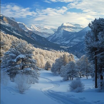 Winter mountains in Gudar, Spain