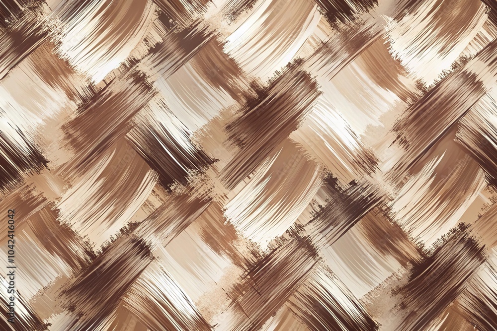 Poster depth of field abstract seamless pattern with paint brush strokes in brown and beige colors