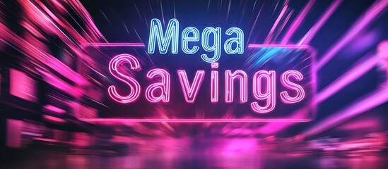 High-energy Black Friday flyer featuring neon "Mega Savings" text and modern, engaging graphics