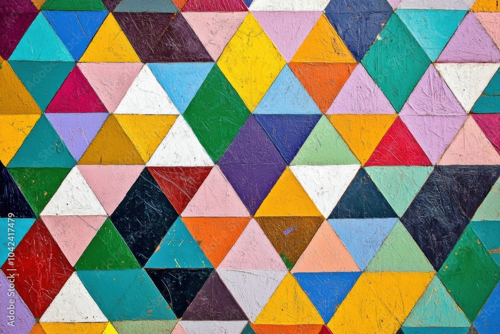 Poster a dynamic arrangement of colorful triangular patterns creates a visually engaging geometric abstract