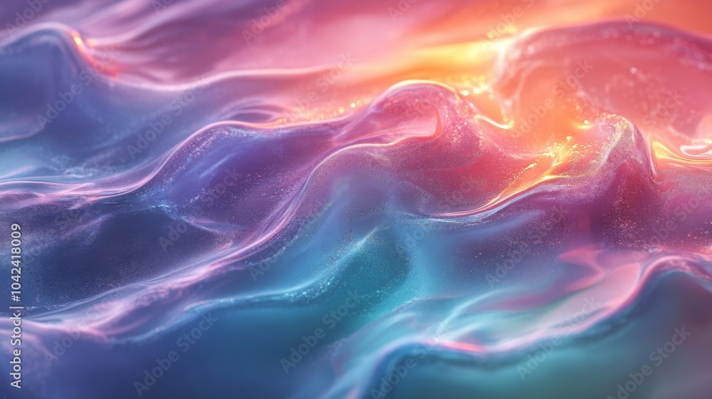 Fototapete this vibrant display features flowing, colorful waves in shades of blue and orange, resembling liqui