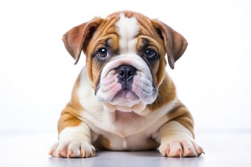 Obraz premium Depth of field image of English Bulldog puppy on white background
