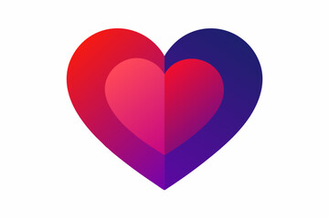 A heart with a gradient from red to purple. Luxurious heart symbol Valentine graphic design.