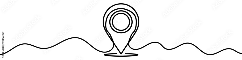 Canvas Prints single line is creating a location pin over a wavy road. vector illustration.