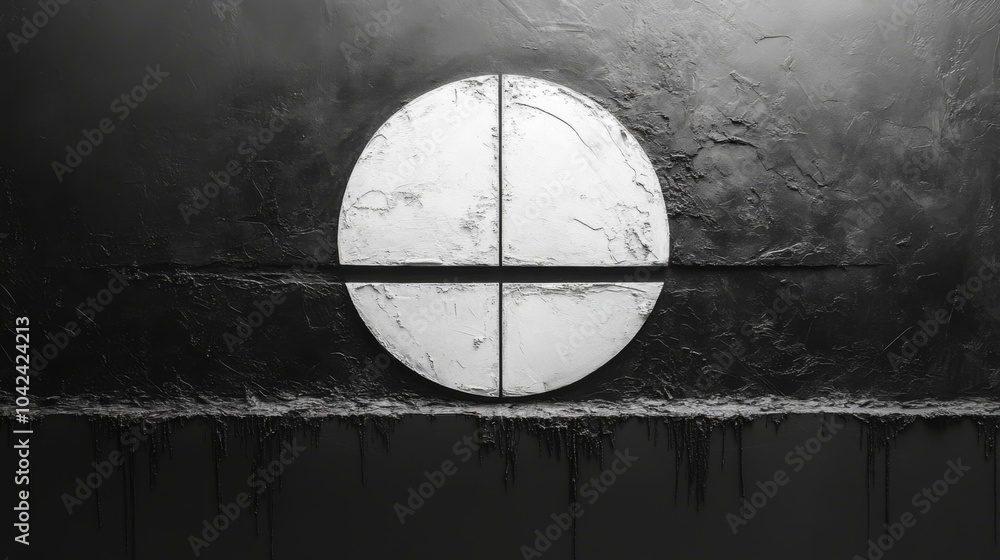 Aufkleber the artwork features a prominent white circular shape divided by horizontal and vertical lines again