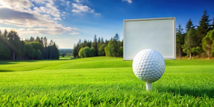 Description: A golf ball on a golf course billboard