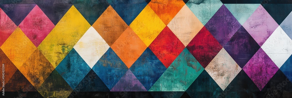 Poster colorful triangular patterns form a striking geometric abstraction in a contemporary art setting, sh