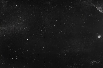 Obraz premium Dark space scene with grunge texture, stars, planet, and vintage film grain effect.