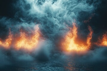 Obraz premium A Dark and Mysterious Scene with Smoke and Fire