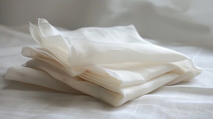 A stack of soft, white fabric with smooth, silky texture.