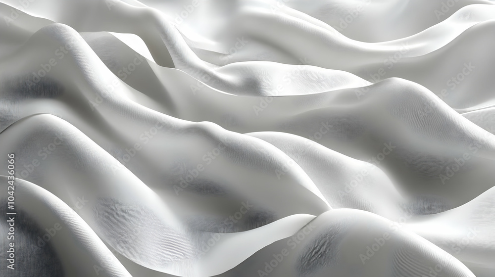 Poster soft white fabric draped in elegant waves, creating a serene texture.