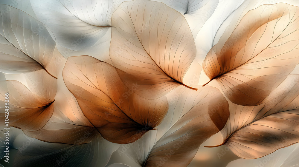 Poster delicate, translucent leaves in soft hues creating a serene backdrop.