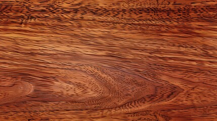 Fototapeta premium Closeup of a rich, reddish-brown wood grain with intricate knots and patterns.
