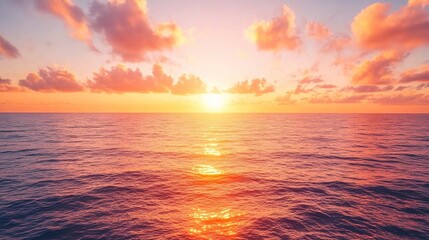 Serene Sunset Over Calm Ocean Waters