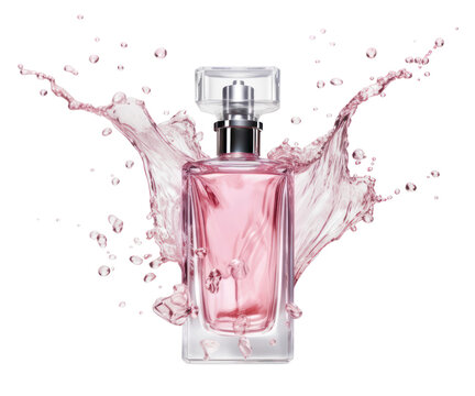 PNG Pink perfume bottle cosmetics splash luxury.